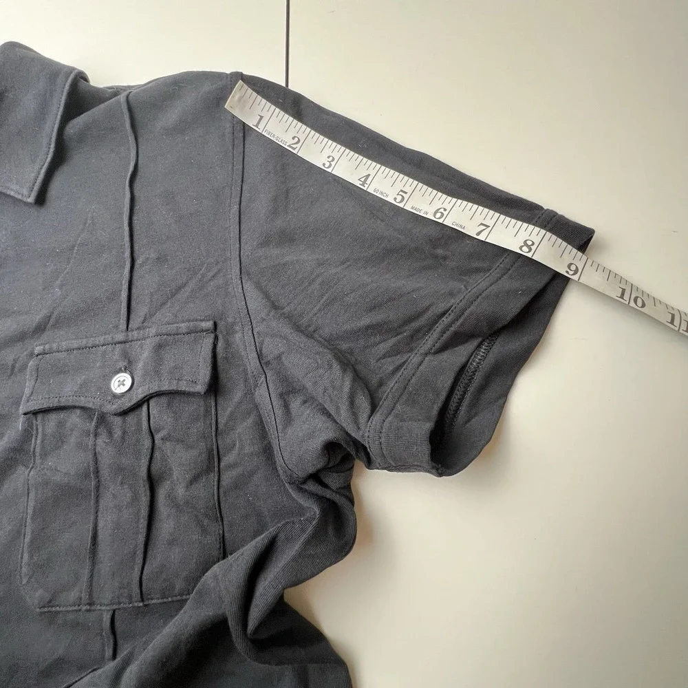Banana Republic Men's  Pima Cotton Short-Sleeve Button Shirt - Size L - Black